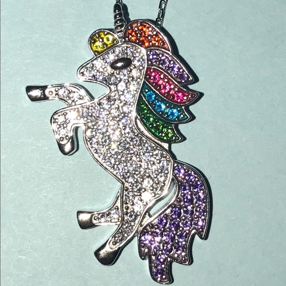 Swarovski Solid Sterling Silver Unicorn Necklace - Picture 5 of 8